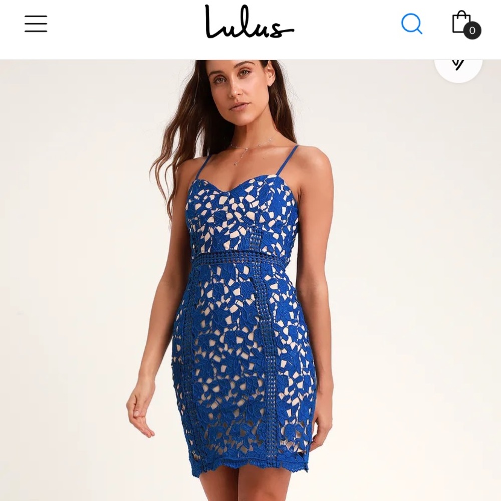 NWT Lulu’s Women’s Royal Blue Lace Sleeveless Sheath Dress
